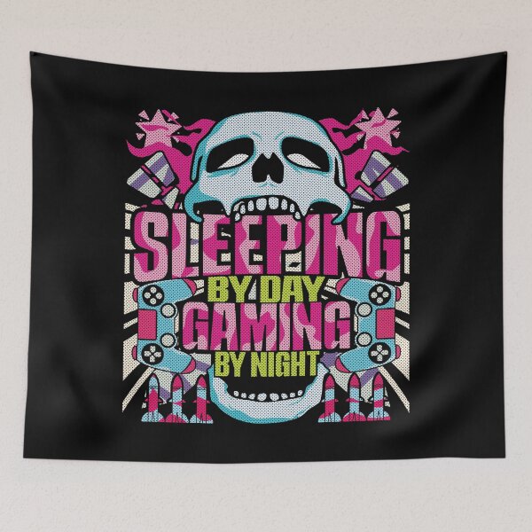 Item preview, Sleeping by day Gaming by night Psychedelic T-Shirts designed and sold by VichallanStudio.