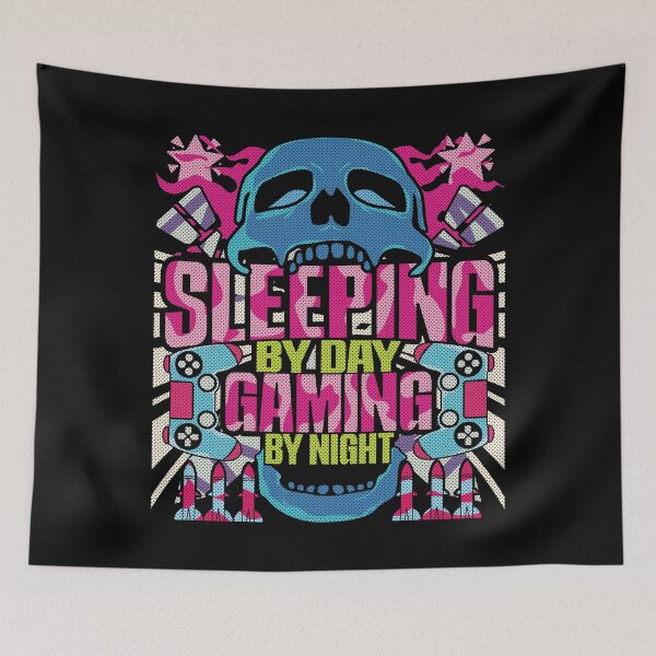 Item preview, Sleeping by day Gaming by night Psychedelic T-Shirts designed and sold by VichallanStudio.