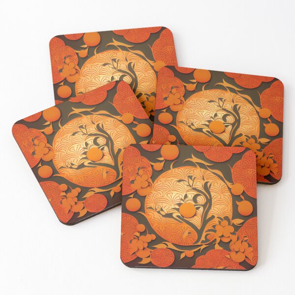 Artikelvorschau, Orange Irregular Asian Pattern Digital Painting entworfen und verkauft von CodeAndColors.