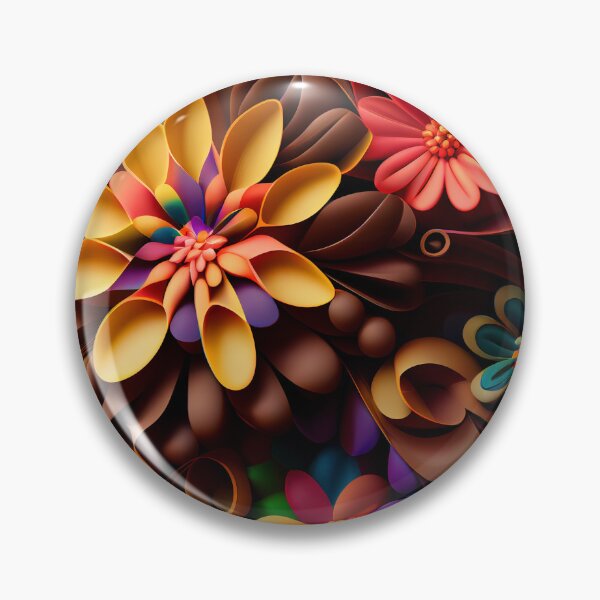 Artikelvorschau, Brown Anime Vibrant Rainbow Three Dimensional Floral Pattern Digital Painting entworfen und verkauft von CodeAndColors.