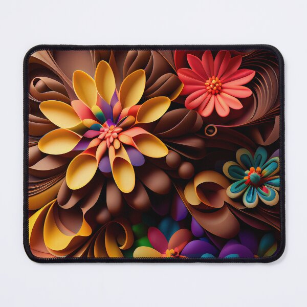 Artikelvorschau, Brown Anime Vibrant Rainbow Three Dimensional Floral Pattern Digital Painting entworfen und verkauft von CodeAndColors.