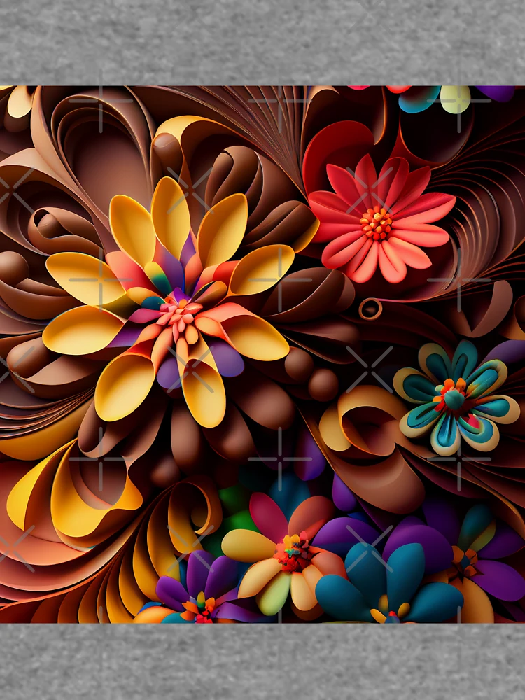 Thumbnail 6 von 6, Leichter Pullover, Brown Anime Vibrant Rainbow Three Dimensional Floral Pattern Digital Painting designt und verkauft von CodeAndColors.