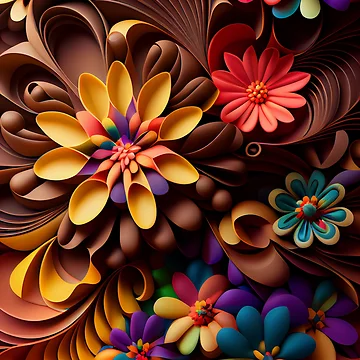 Vorschaubild zum Design Brown Anime Vibrant Rainbow Three Dimensional Floral Pattern Digital Painting von CodeAndColors