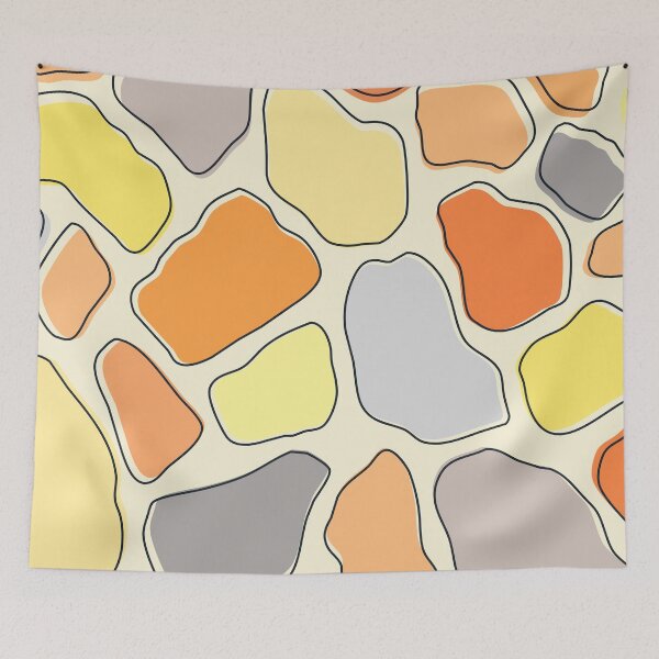 Item preview, Orange, yellow and grey abstract pebbles pattern designed and sold by BattaAnastasia.