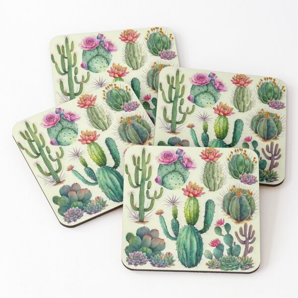 Item preview, set of cacti, aloe and leaves. Decorative natural elements. Cactus with flowers. botanical illustration. designed and sold by ShopThousand.