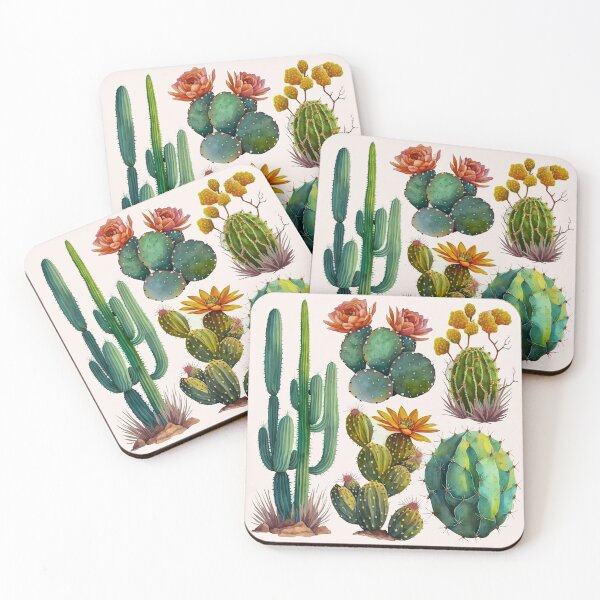 Item preview, set of cacti, aloe and leaves. Decorative natural elements. Cactus with flowers. botanical illustration. No.2 designed and sold by ShopThousand.