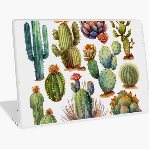 set of cacti, aloe and leaves. Decorative natural elements. Cactus with  flowers. botanical illustration. No.2 | Sticker