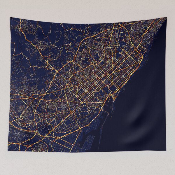 Item preview, Barcelona, Spain China Map -  City At Night designed and sold by deMAP.