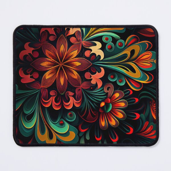 Item preview, Psychedelic Dark Angular Bold Floral Pattern Digital Painting designed and sold by CodeAndColors.