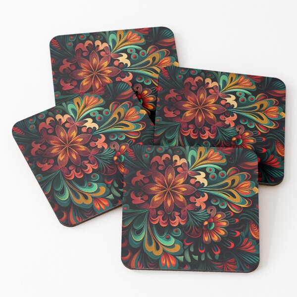 Item preview, Psychedelic Dark Angular Bold Floral Pattern Digital Painting designed and sold by CodeAndColors.