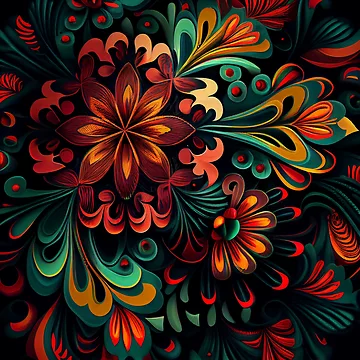 Vorschaubild zum Design Psychedelic Dark Angular Bold Floral Pattern Digital Painting von CodeAndColors