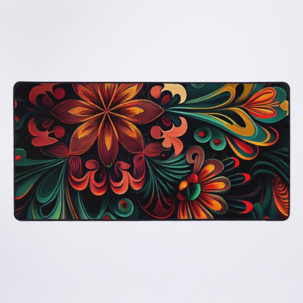 Artikelvorschau, Psychedelic Dark Angular Bold Floral Pattern Digital Painting entworfen und verkauft von CodeAndColors.