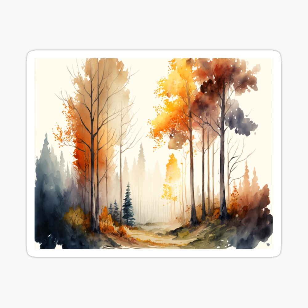 Watercolor Autumn Tree Silhouette Painting Art Board Print for Sale by  DebiPhillips