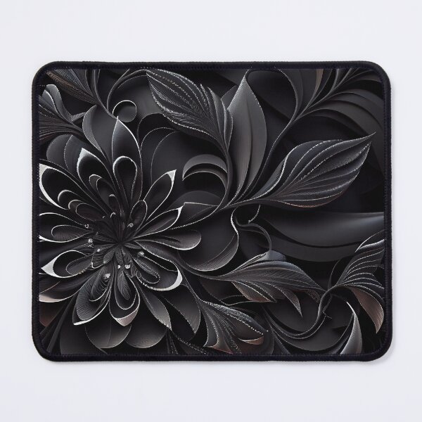 Item preview, Black Contemporary Floral Pattern Digital Painting designed and sold by CodeAndColors.
