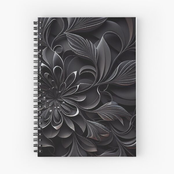 Item preview, Black Contemporary Floral Pattern Digital Painting designed and sold by CodeAndColors.