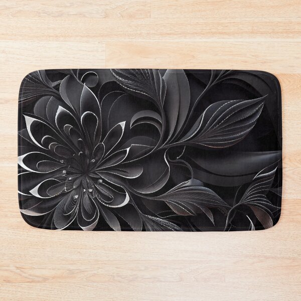 Item preview, Black Contemporary Floral Pattern Digital Painting designed and sold by CodeAndColors.