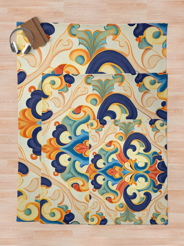 Aperçu 5 sur 6. Plaid avec l'œuvre Three Dimensional Contemporary Happy Flat Baroque Pattern Digital Painting créée et vendue par CodeAndColors.