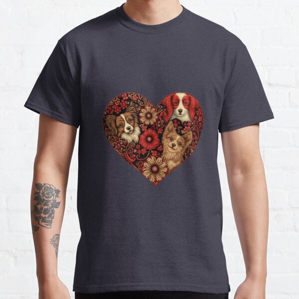 Heart With Dogs And Flowers Classic T-Shirt
