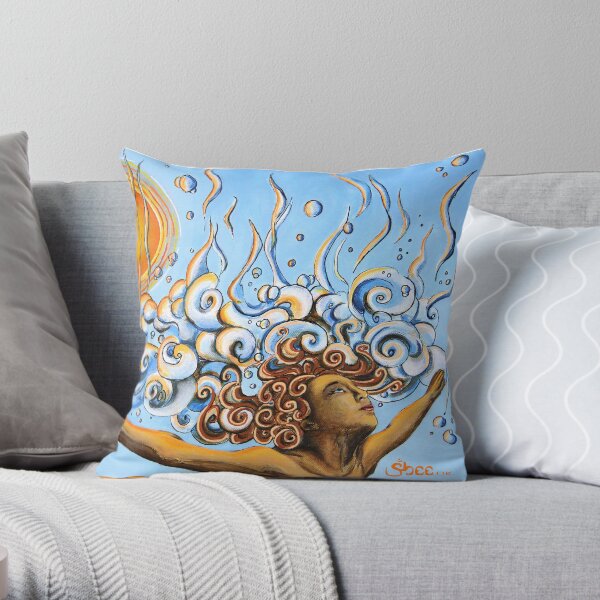Balance of Life (cut) - Yoga Art from Shee - Surreal Worlds Throw Pillow