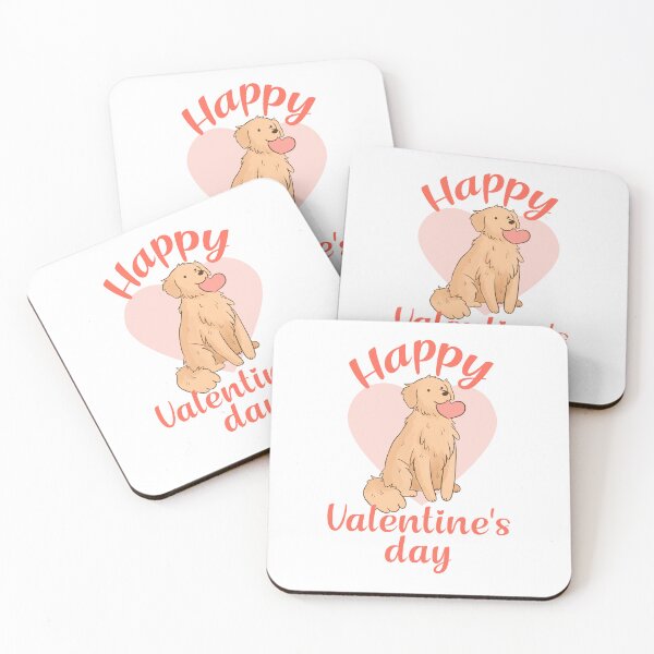 Item preview, Happy valentines day - Cute golden Retriever with a heart - an adorable illustration for valentine day for dog lovers  designed and sold by Yarafantasyart.