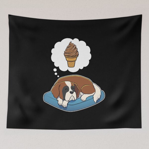 Item preview, St Bernard dreaming about Chocolate Ice Cream designed and sold by DoggieDelights.