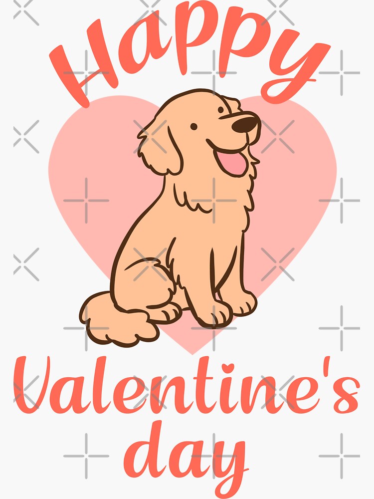 Happy valentines day Cute golden Retriever with a heart an