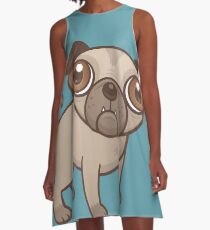 Pug Puppy Cartoon A-Line Dress