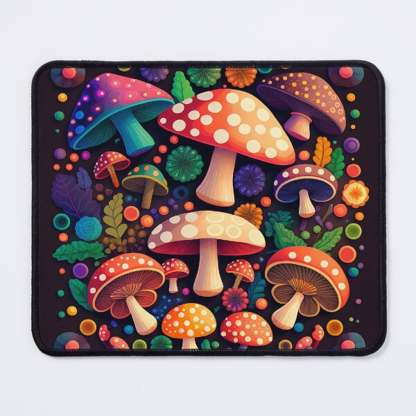 Item preview, Fun and colorful mushrooms. Drawing of hallucinating mushrooms. mushroom art. designed and sold by Cute-and-Co.
