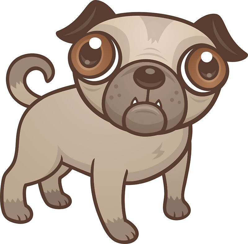 Pug Puppy Cartoon Stickers By Fizzgig Redbubble