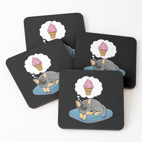 Item preview, Australian Cattle Dog dreaming about Strawberry Ice Cream Cone designed and sold by DoggieDelights.