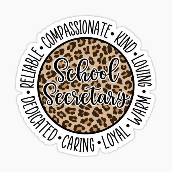 "School Secretary Gift, Secretary Appreciation Day, Leopard School Secretary" Sticker for Sale