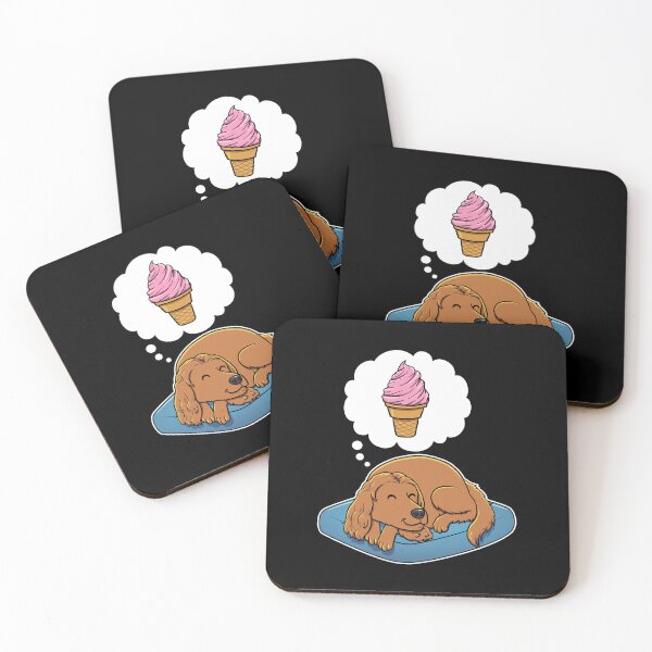 Item preview, English Cocker Spaniel dreaming about Strawberry Ice Cream Cone designed and sold by DoggieDelights.