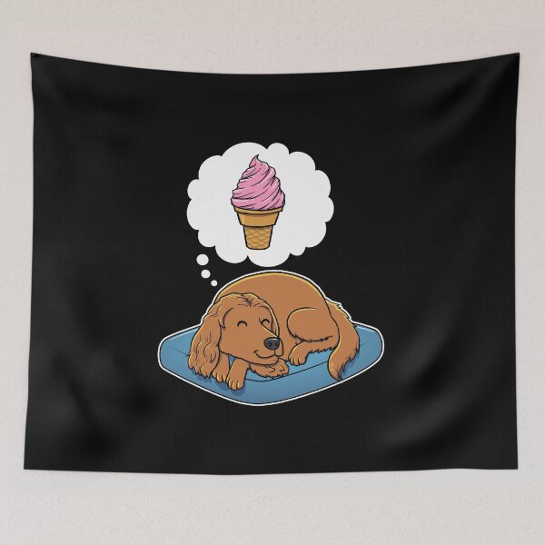 Item preview, English Cocker Spaniel dreaming about Strawberry Ice Cream Cone designed and sold by DoggieDelights.