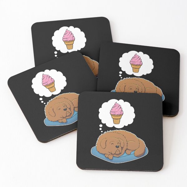 Item preview, Tibetan Mastiff dreaming about Strawberry Ice Cream Cone designed and sold by DoggieDelights.