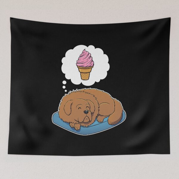 Item preview, Tibetan Mastiff dreaming about Strawberry Ice Cream Cone designed and sold by DoggieDelights.