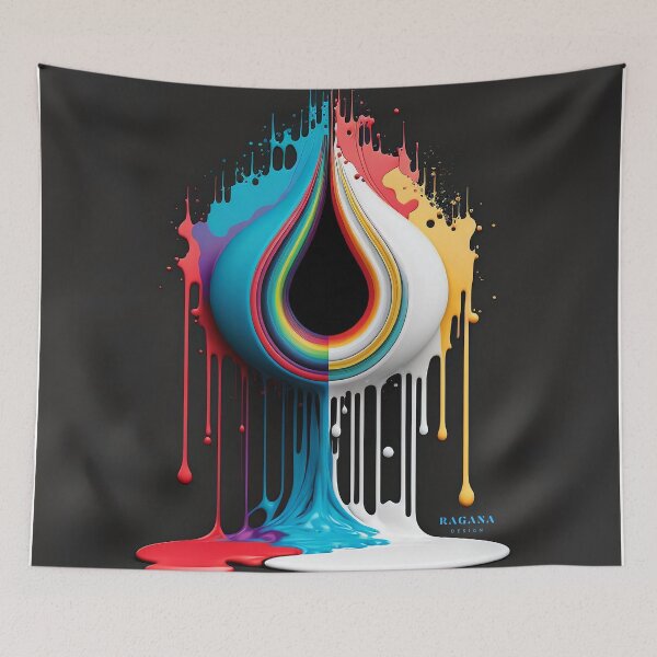 Item preview, Dripping Colourful Drops in Fibonacci Style for Wall Art, Home and Office Decor designed and sold by RAGANADesign.