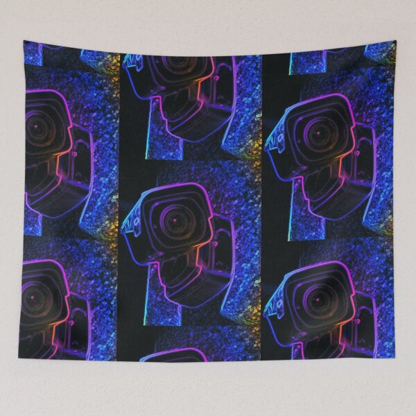 Item preview, Vibrant neon photograph of video camera in cartoon chic designed and sold by Neonmystiq.