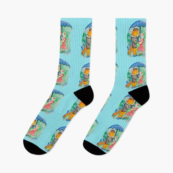 Item preview, Cats couple dancing in the rain, light blue background  designed and sold by altairaleon.