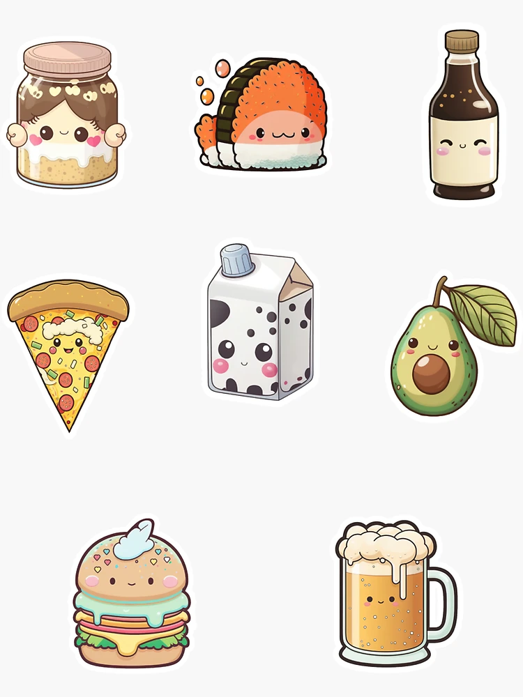 Pack Kawaii Food Sticker  Sticker for Sale by UNICLUB