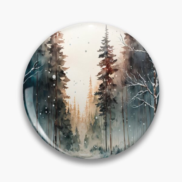 Item preview, Watercolor Winter Forest River Scene designed and sold by EcoArtLab.