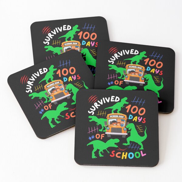 Item preview, Survived 100 Days of School Dinosaur T Rex School Bus Lovers designed and sold by Moremonclub.
