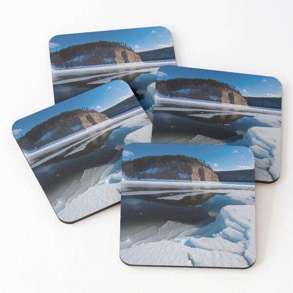 Item preview, FROZEN LAKE SURFACE WITH CRACKS IN A LANDSCAPE DEEP VIEW designed and sold by Delicious Design ⭐⭐⭐⭐⭐.