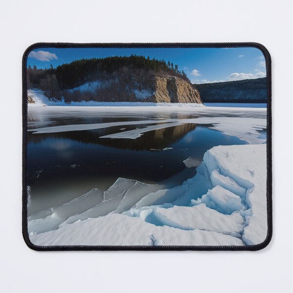 Item preview, FROZEN LAKE SURFACE WITH CRACKS IN A LANDSCAPE DEEP VIEW designed and sold by Delicious Design ⭐⭐⭐⭐⭐.