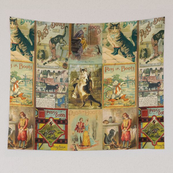 Item preview, Vintage Puss in Boots Christmas Montage designed and sold by Sarah Vernon.