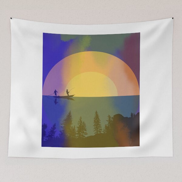 Item preview, Fishing at sunset Sticker designed and sold by Rowbic.