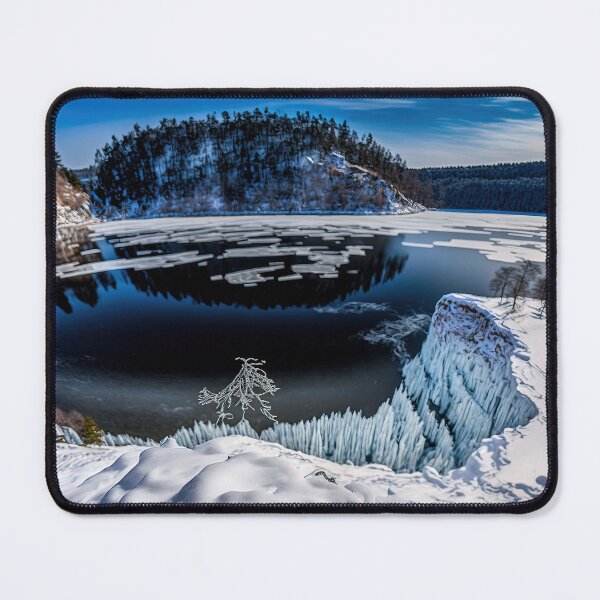 Item preview, FROZEN LAKE SURFACE WITH CRACKS IN A LANDSCAPE DEEP VIEW designed and sold by Delicious Design ⭐⭐⭐⭐⭐.
