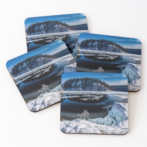 Item preview, FROZEN LAKE SURFACE WITH CRACKS IN A LANDSCAPE DEEP VIEW designed and sold by Delicious Design ⭐⭐⭐⭐⭐.