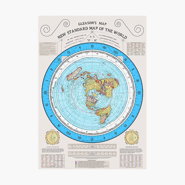 1892 Flat Earth Map Alexander Gleason's New Standard Map of the