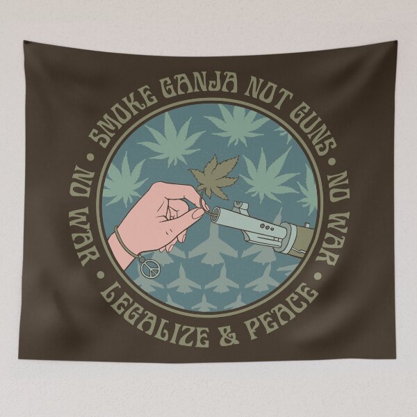 Item preview,  marijuana leaf at the barrel of a gun, hippie slogan, designed and sold by ShamanskaKate.