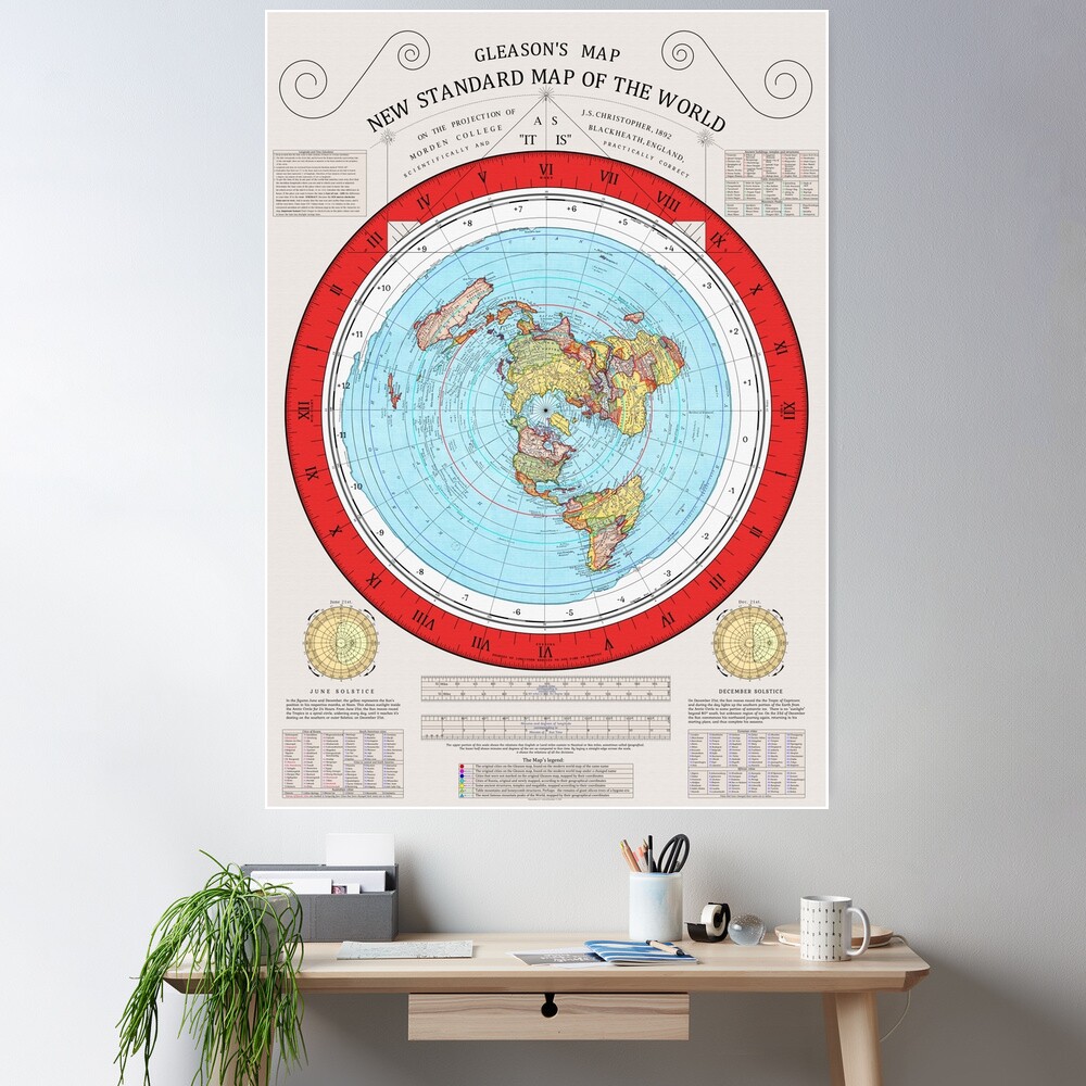 1892 Flat Earth Map Alexander Gleason's New Standard Map of the